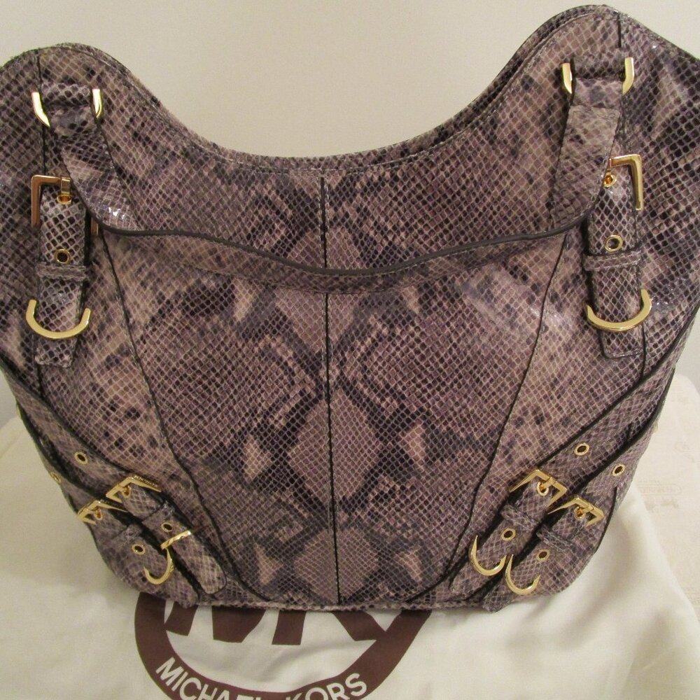 Michael Kors Milo Dark Sand Python Embossed Tote - image 2